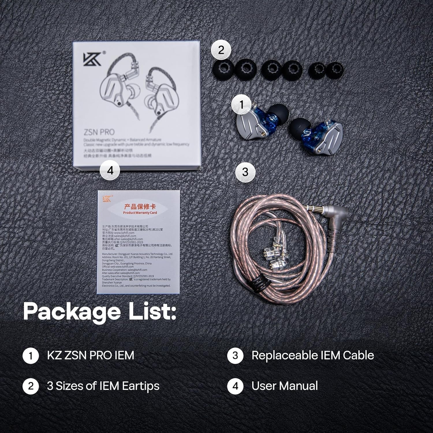 KZ ZSN Pro Dual Driver 1BA+1DD Hybrid Metal Earphones Hifi In-Ear Monitor with Detachable Recessed 2Pin Cable, Zin Alloy Panel (Without Mic, Black)