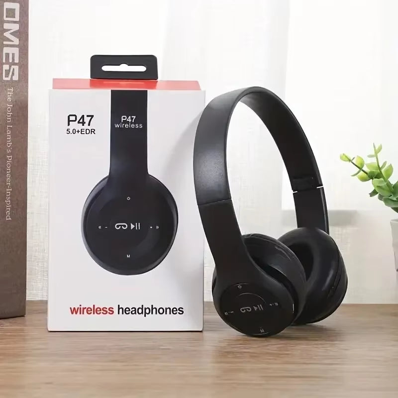 Bluetooth 50 Wireless Headphones Foldable HIFI Stereo Bass with Mic USB Adapter for Iphone Gaming