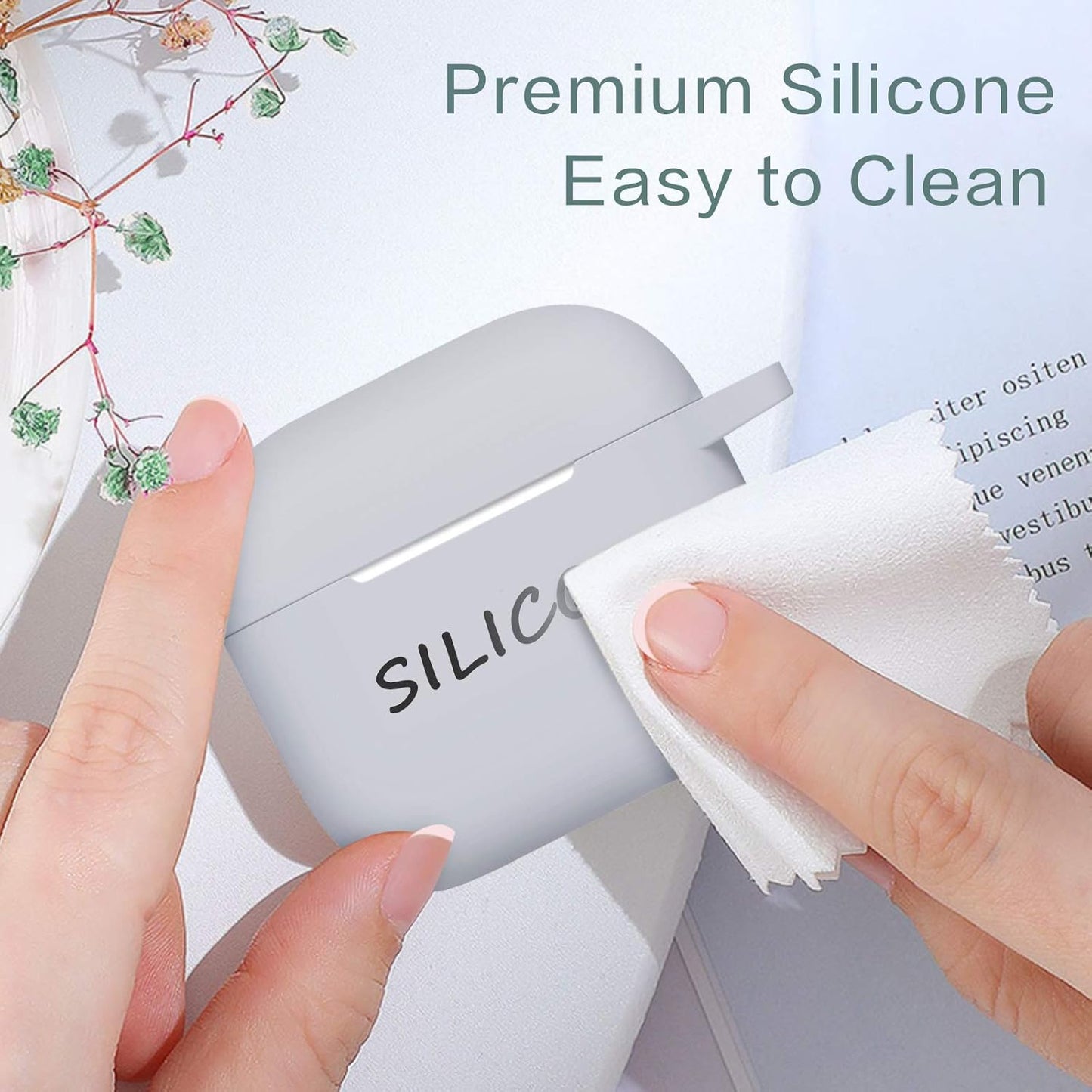 Compatible with Airpods 3 Case,Soft Silicone Protective Headphone Charging Cover with Keychain for Airpods 2021 3Rd Generation (Stone Gray)