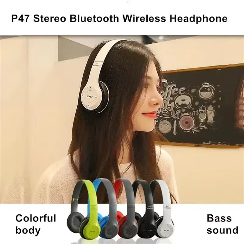 Bluetooth 50 Wireless Headphones Foldable HIFI Stereo Bass with Mic USB Adapter for Iphone Gaming