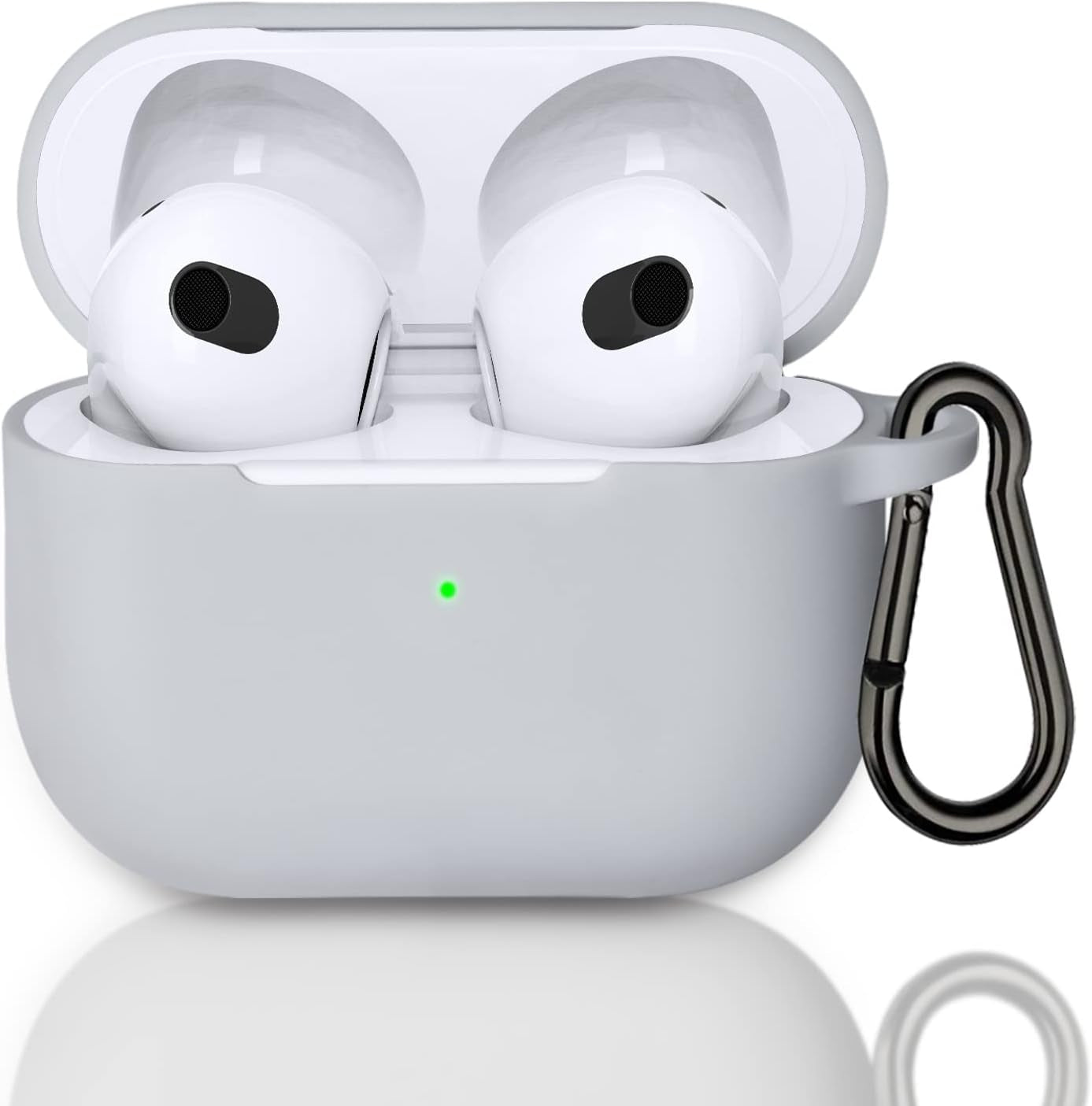 Compatible with Airpods 3 Case,Soft Silicone Protective Headphone Charging Cover with Keychain for Airpods 2021 3Rd Generation (Stone Gray)