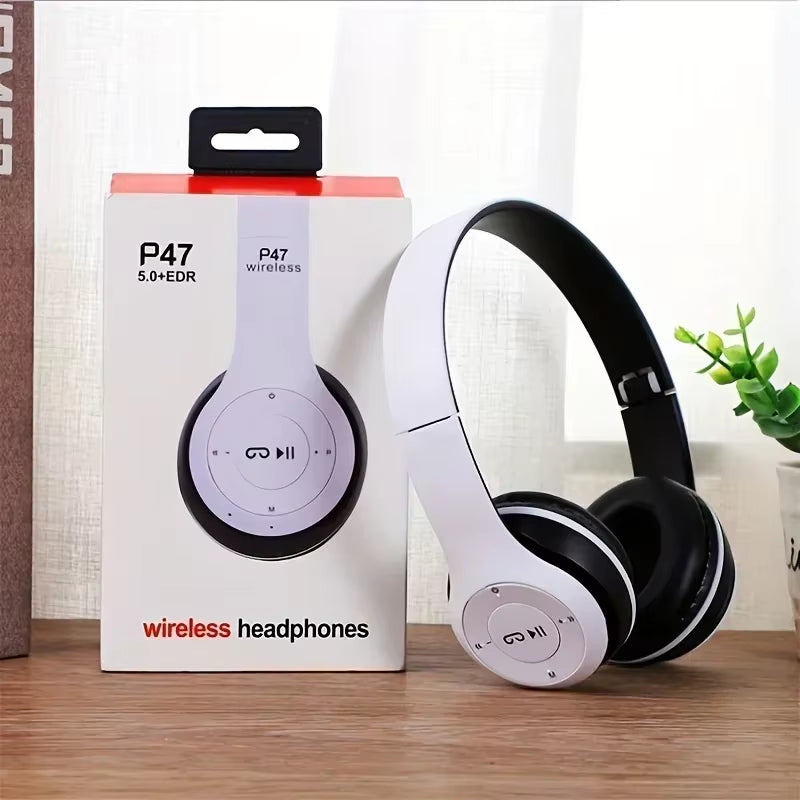 Bluetooth 50 Wireless Headphones Foldable HIFI Stereo Bass with Mic USB Adapter for Iphone Gaming